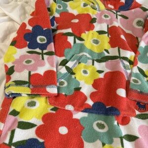 Boden Striped and Dotted Fleece Hoodie